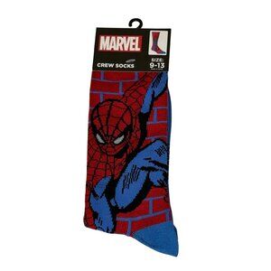 Marvel Spiderman Crew Socks Men’s Size 9-13 Red Blue Superhero NWT